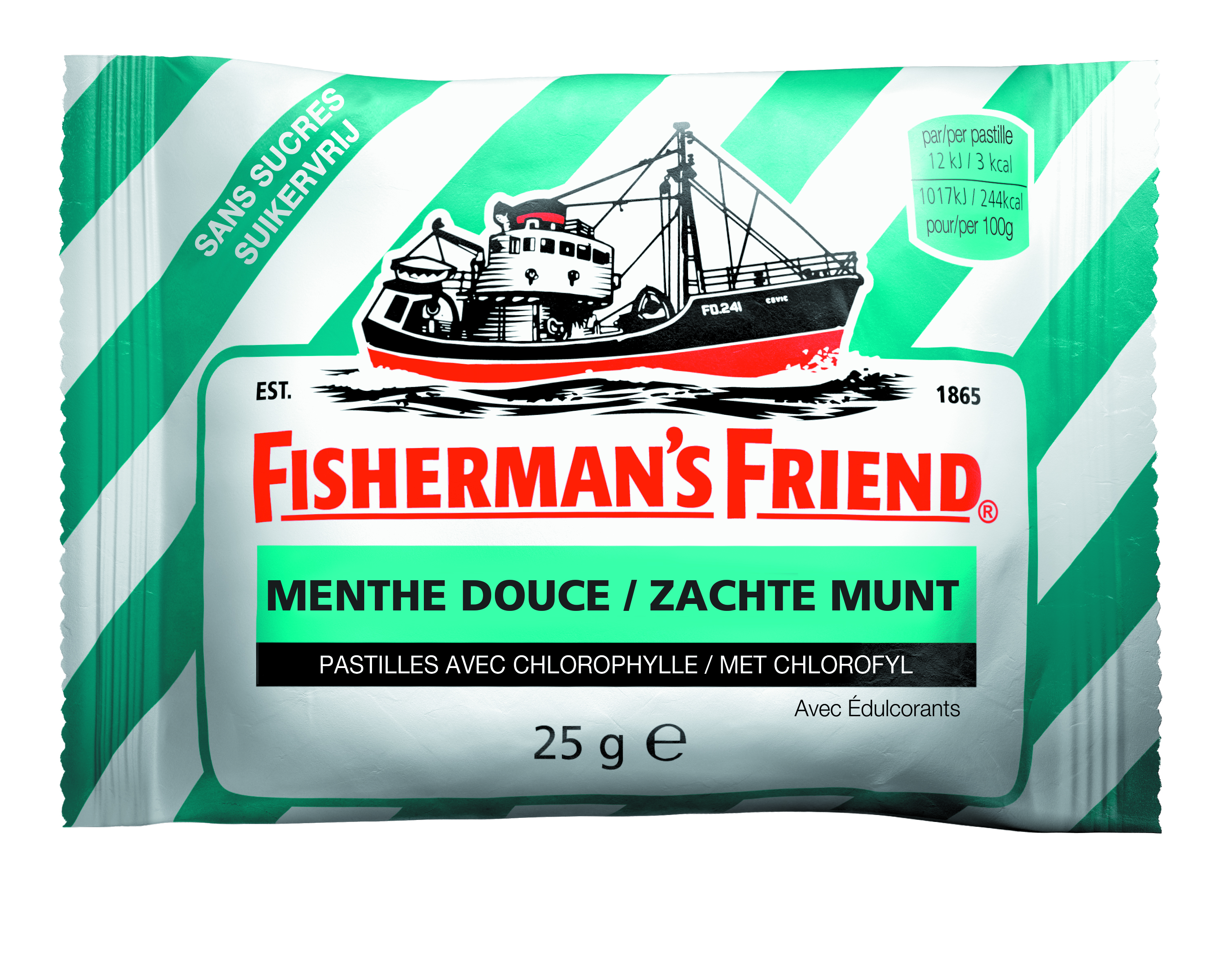 Mint tamu na chlorophyll bila sukari - Fisherman's Friend