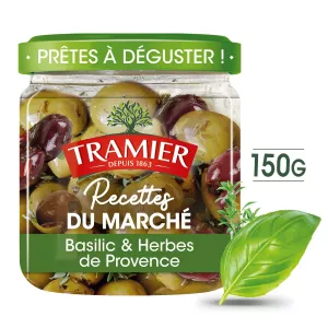 Olives Recettes Du Marché Basilic Et Herbes 150g - Tramier