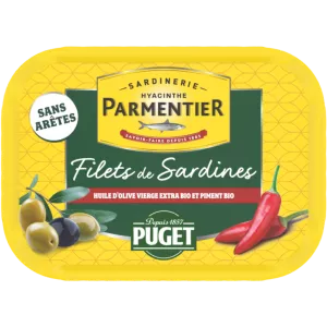 Filets e Sardines Huile d'Olive Vierge Extra de Piments Bio 70g - PARMENTIER