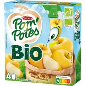 Compotes bio pomme nature sans sucres ajoutés 4x90g - POM POTES