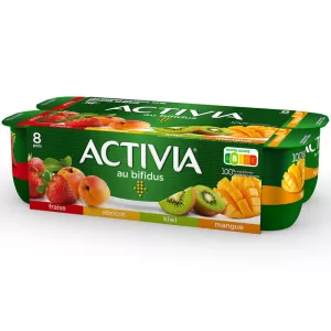 Bifidus Fruit Yogurt Strawberry Apricot Kiwi Mango 8x125g - Activia