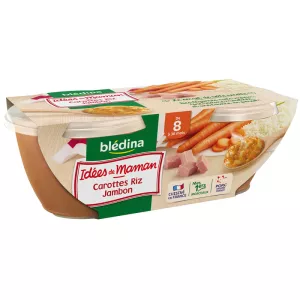 Pentole di carote/riso/prosciutto da 8 mesi 2x200g - BLEDINA