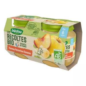 Bio-Baby-Apfel-/Nektarinen-/Bananen-Kompott ab 6 Monaten, 2x130g - BLEDINA