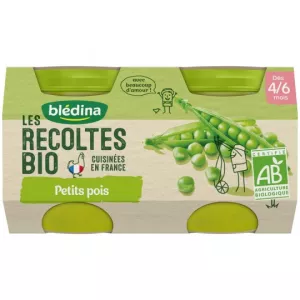 Pots petits pois BIO dès 4/6 mois 2x130g - BLEDINA