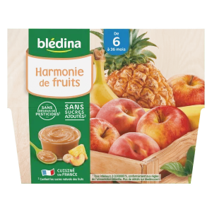 Compotes harmonie de fruits dès 6 mois 4x100g - BLEDINA