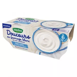 Douceurs au fromage blanc nature au sucre de canne dès 6mois 4x100g - BLEDINA