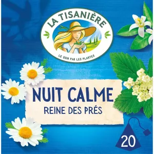 Infusion Nuit Calme Reine des Prés Tilleul Oranger Camomille X20 - LA TISANIÈRE