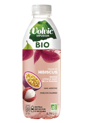Eau Aromatisée Bio Hibiscus, Litchee et Passion, 75cl - VOLVIC