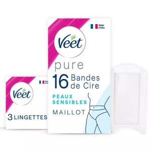 شرائح شمع بيكيني نقية للبشرة الحساسة ولا تسبب الحساسية × 16 - VEET