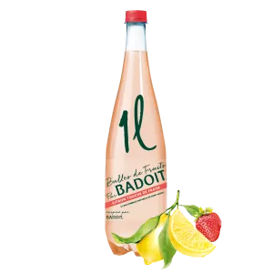 Eau gazeuse aromatisée citron fraise 1L - BADOIT