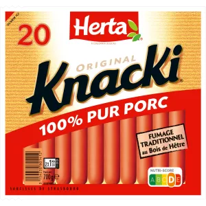 Saucisses Knacki 100% Pur Porc, 700g - HERTA