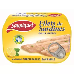 レモン/バジル骨なしイワシの切り身、100g - SAUPIQUET
