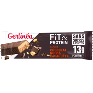 Батончик Fit & Protein со вкусом темного шоколада и арахиса, без добавления сахара, 45 г - GERLINÉA