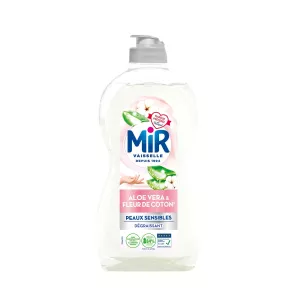 Liquide Vaisselle Concentré Hypoallergénique Aloe Vera et Fleurs de Coton Dégraissant pour Peaux Sensibles 450ml - MIR