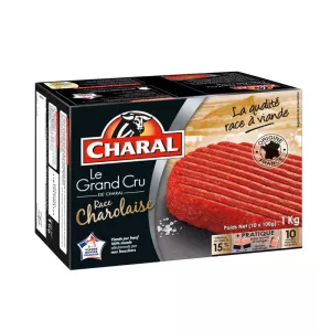 Steaks safi ya nyama ya nyama safi 15% M.G 10x100g - CHARAL