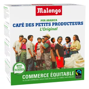 Reiner Arabica-Kaffee im Original, 16 Pads à 104 g - MALONGO