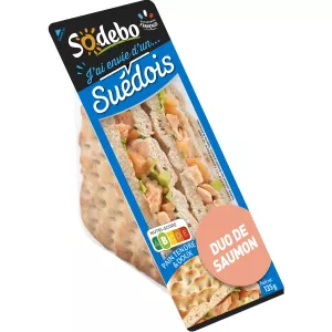 Sandwichs club pain suédois duo de saumon 135g - SODEBO