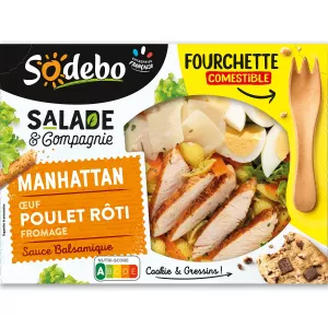 Salade Manhattan Pâtes Crudités œuf Poulet Rôti Fromage 320g - Sodebo