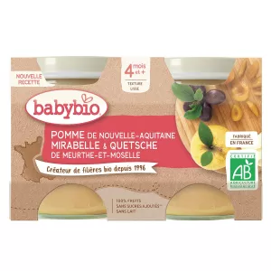 Babycompotes Vanaf 4 Maanden Mirabelle Appel Zonder Toegevoegde Suikers Bio 2x130g - Babybio