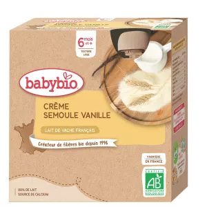 Desserts bébé à boire dès 6 mois semoule vanille Bio 4x85g - BABYBIO