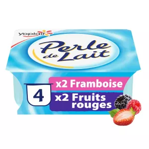 Stirred Yogurt Raspberry Red Fruits Pearl of Milk 4x125g - Yoplait