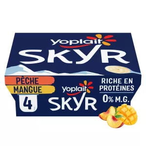 Yaourt protéiné pêche mangue 0% MG SKYR 4x100g - YOPLAIT