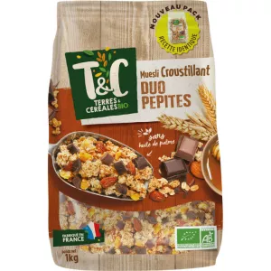 Crisp muesli kikaboni pepite duo 1kg - TERRES & CÉRÉALES BIO