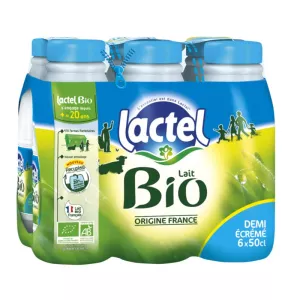 Lait demi-écrémé BIO 6x50cl  - LACTEL
