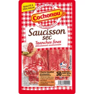 Saucisson Sec en Tranches Fines, 93g - COCHONOU
