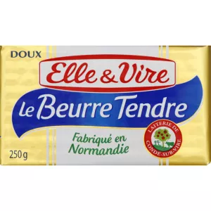Plaquette de Beurre tendre Doux 250g - ELLE & VIRE