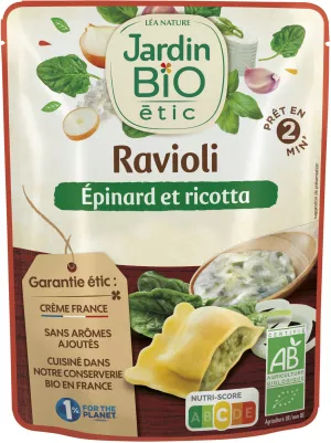 Món ăn sẵn Ravioli Rau bina Ricotta hữu cơ 250g - Jardin Bio Etic