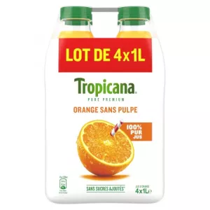 Gepresster Orangensaft ohne Fruchtfleisch, reiner Saft, 4 x 1 l - TROPICANA