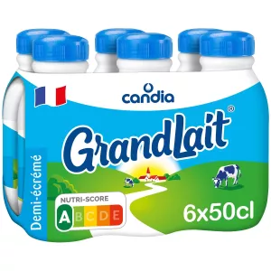 Lait Demi-écrémé Grandlait 6x50cl - Candia