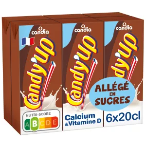 Boisson lactée chocolatée allégée en sucres 6x20cl - CANDY UP