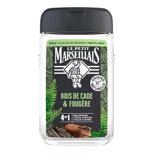 Gel de banho masculino 4 em 1 com madeira Cade e samambaia 250ml - LE PETIT MARSEILLAIS