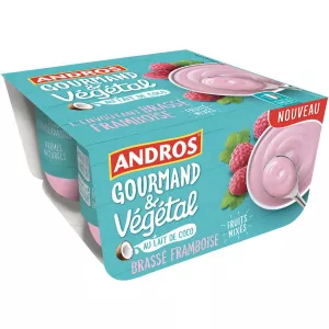 Dessert végétal au lait de coco cassis framboise 4x100g - ANDROS