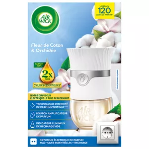 Diffuseur Electrique Désodorisant Huiles Essentielles Coton + Recharge - AIR WICK
