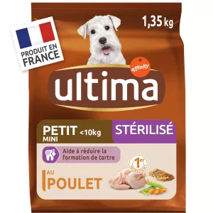 Croquettes pour chien Mini stérilisé au poulet 1,35kg - ULTIMA