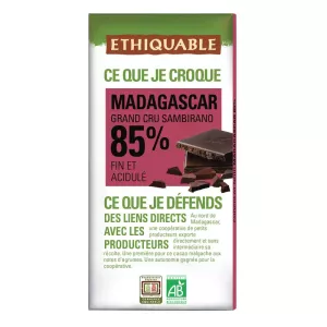 Tablette De Chocolat Noir 85% Cacao Madagascar Bio 100g - Ethiquable