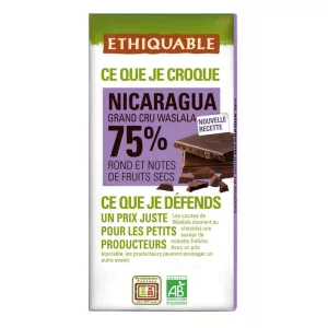 Tablette De Chocolat Noir 75% Cacao Nicaragua Bio 100g -  Ethiquable