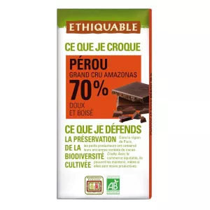 Tablette De Chocolat Noir 70% Cacao Pérou Bio 100g - Ethiquable