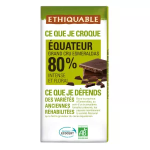 Tablette De Chocolat Noir 80% Cacao Equateur Bio 100g -  Ethiquable