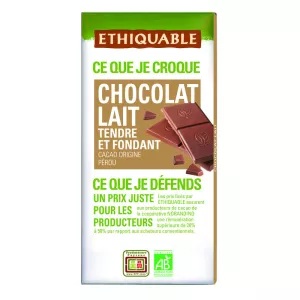 Tablette De Chocolat Au Lait Nature Pérou Bio 100g - Ethiquable