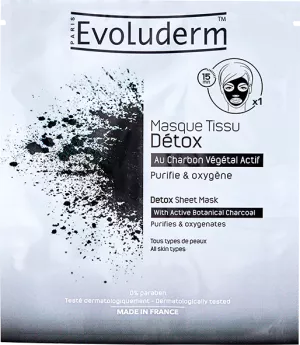 Masque Tissu Détox Au Charbon Végétal Actif - Evoluderm