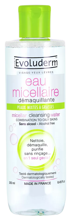 Eau Micellaire Démaquillante Peaux Mixtes À Grasses 250ml - Evoluderm