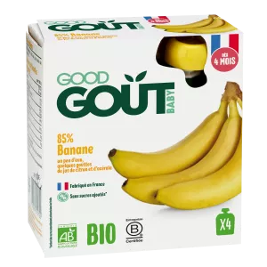 Gourde dessert banane Bio dès 4 mois, 4x85g, GOOD GOUT