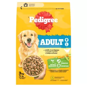 Croquettes pour chien Adulte à la volaille et aux légumes 3kg - PEDIGREE
