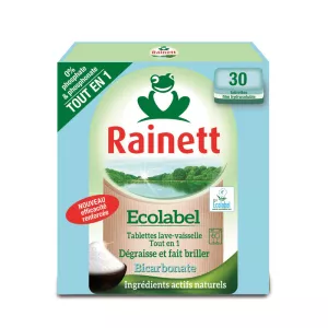 Tablette lave-vaisselle tout en 1 bicarbonate x30 - RAINETT