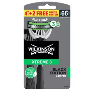 Xtreme 3 黑色版舒适 X6 灵活一次性剃须刀 - Wilkinson