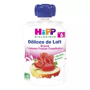 Gourde brassé pommes fraises framboises dès 6 mois 90g - HIPP